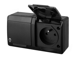 Hermes 0322-09 2-zásuvka 2P+PE IP44 povrchová, čierna